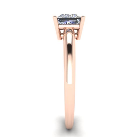 Princess Cut Simple Solittaire Ring in Rose Gold,  Enlarge image 3