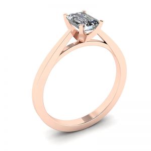 Futuristic Style Emerald Cut Diamond Ring in 18K Rose Gold - Photo 3