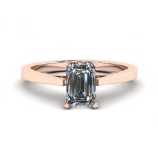 Futuristic Style Emerald Cut Diamond Ring in 18K Rose Gold