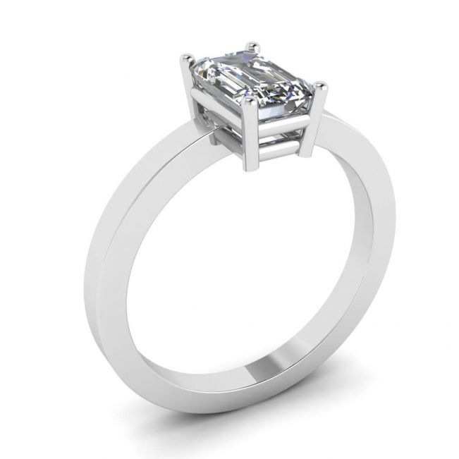 Rectangular Diamond Ring White Gold - Photo 3