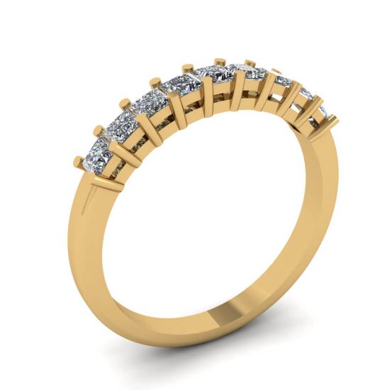 9 Square Princess Diamond Ring Yellow Gold,  Enlarge image 4