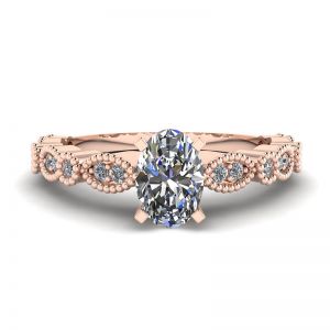 Oval Diamond Romantic Style Ring Rose Gold