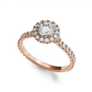 Halo Round Diamond Ring in 18K Rose Gold - Photo 2