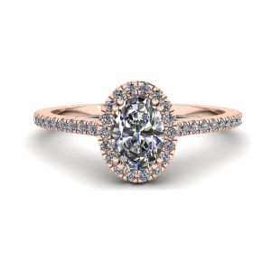 Halo Diamond Oval Cut Ring in 18K Rose Gold