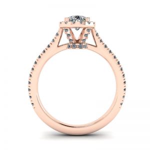 Halo Diamond Pear Cut Ring in 18K Rose Gold - Photo 1