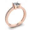 Oriental Style Princess Diamond Ring with Pave in 18K Rose Gold, Image 4