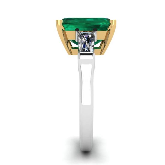 3 carat Emerald Ring with Side Diamonds Baguette, More Image 1