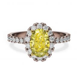 1.13 ct Oval Yellow Diamond Ring with Halo Rose Gold 1.13 ct Oval Yellow Diamond Ring with Halo Rose Gold