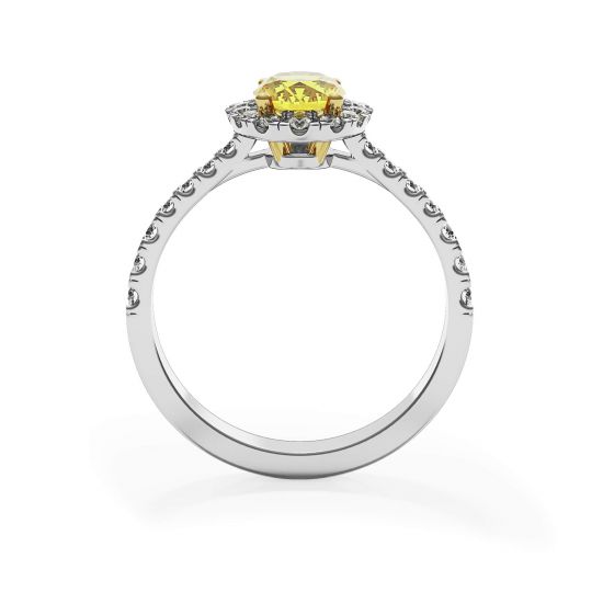 1.13 ct Oval Yellow Diamond Ring with Diamond Halo,  Enlarge image 2