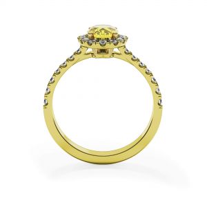1.13 ct Oval Yellow Diamond Ring with Halo Yellow Gold - Photo 1