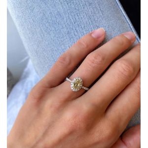 1.13 ct Oval Yellow Diamond Ring with Halo Rose Gold - Photo 4