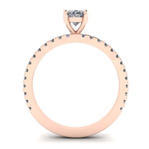 Oval Diamond Ring with Pave in Rose Gold - Photo 1