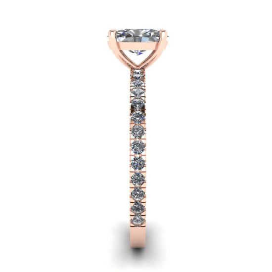 Oval Diamond Ring with Pave in Rose Gold,  Enlarge image 3