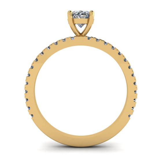 Oval Diamond Ring with Pave in Yellow Gold , More Image 0