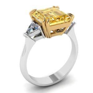 Emerald Cut Yellow Sapphire Ring White Gold - Photo 3