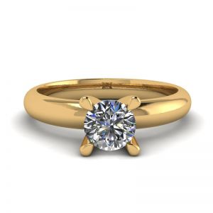 Solitaire Diamond Ring V-shape Yellow Gold
