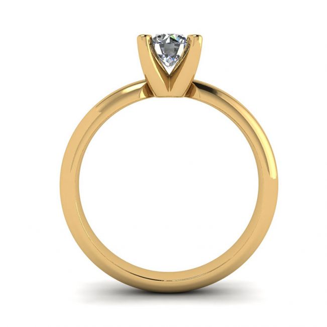 Solitaire Diamond Ring V-shape Yellow Gold - Photo 1