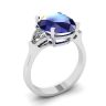 Three Stone Ring with Sapphire White Gold, Image 4