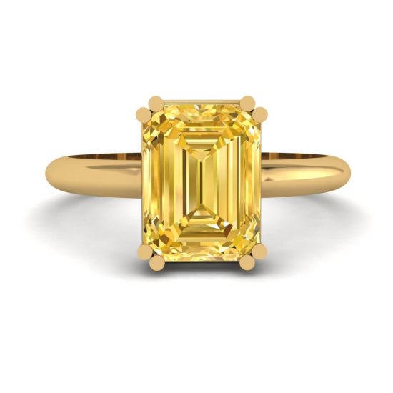 2 carat Emerald Cut Yellow Sapphire Ring Yellow Gold, Enlarge image 1