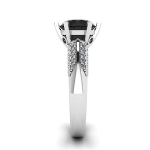 6-Prong Black Diamond with Duo-color Pave Ring White Gold - Photo 2