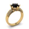 6-Prong Black Diamond with Duo-color Pave Ring  Yellow Gold, Image 4