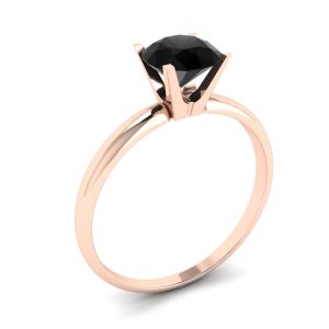 Black Diamond V Setting Ring  Rose Gold - Photo 3