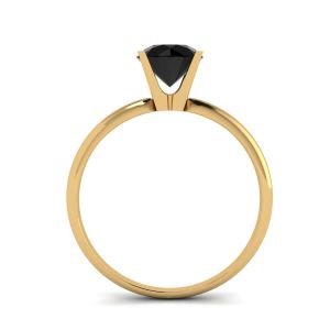 Black Diamond V Setting Ring Yellow Gold - Photo 1