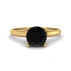 Black Diamond V Setting Ring Yellow Gold