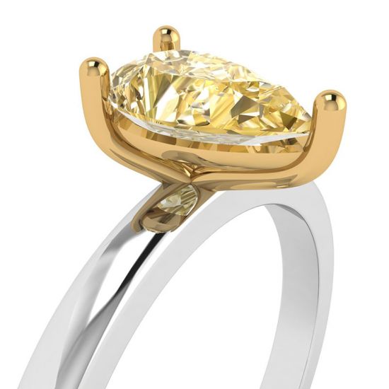Pear Yellow Diamond Solitaire Ring,  Enlarge image 2