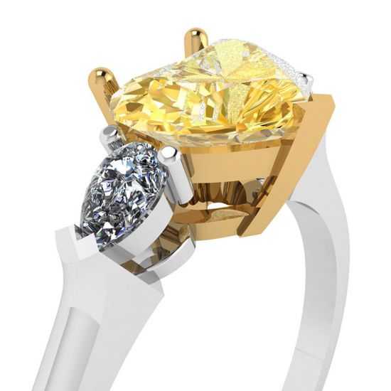Heart Yellow Diamond with White Pears Diamond Ring,  Enlarge image 2