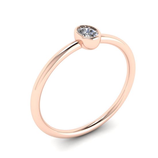 Oval Diamond Small Ring La Promesse Rose Gold,  Enlarge image 4