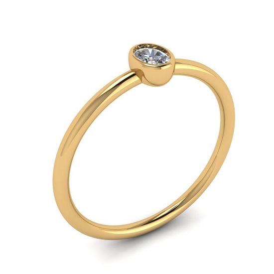 Oval Diamond Small Ring La Promesse Yellow Gold,  Enlarge image 4