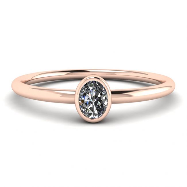 Oval Diamond Small Ring La Promesse Rose Gold