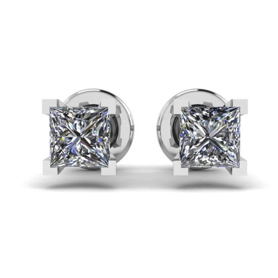 Princess-Cut Diamond Stud Earrings , Enlarge image 1