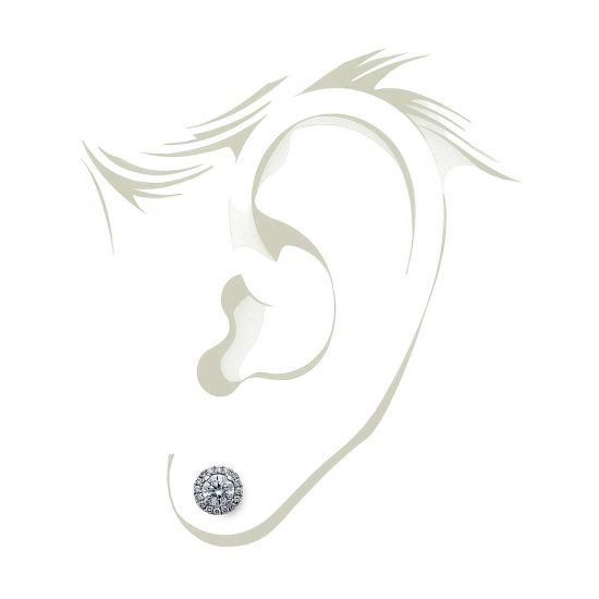 Round Diamond Halo Stud Earrings in 18K Rose Gold,  Enlarge image 5