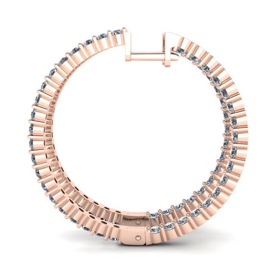 Thin Hoop Earrings with Diamonds Rose Gold, More Image 0