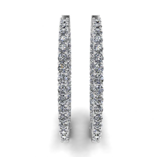 Thin Hoop Earrings with Diamonds - Photo 2