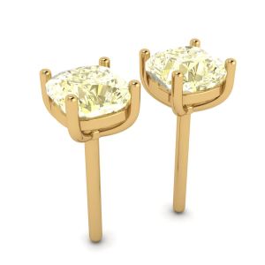 Cushion Yellow Diamond Stud Earrings in 18K Yellow Gold - Photo 2
