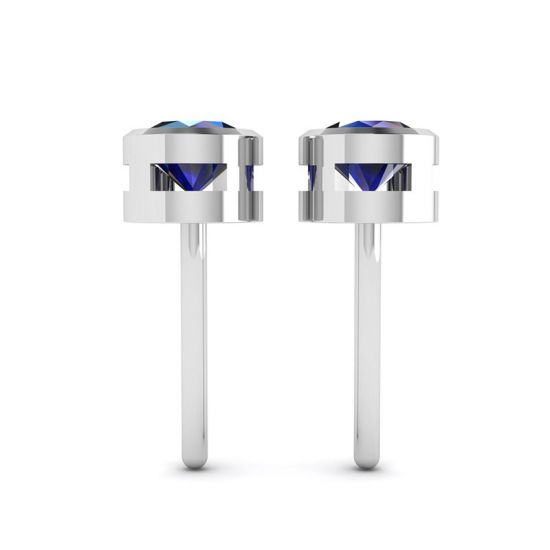 Classic Blue Sapphire Stud Earrings White Gold, More Image 1