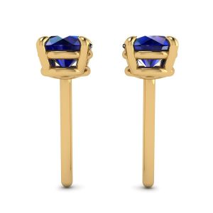 Classic Blue Sapphire Stud Earrings Yellow Gold  - Photo 1