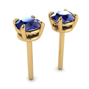 Classic Blue Sapphire Stud Earrings Yellow Gold  - Photo 2