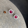 Ruby Stud Earrings with Detachable Diamond Halo Jacket Yellow Gold, Image 6