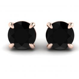 5 mm black diamond stud earrings  Rose Gold