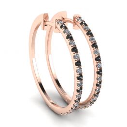 Hoop Black and White Diamond Earrings Rose Gold Hoop Black and White Diamond Earrings Rose Gold