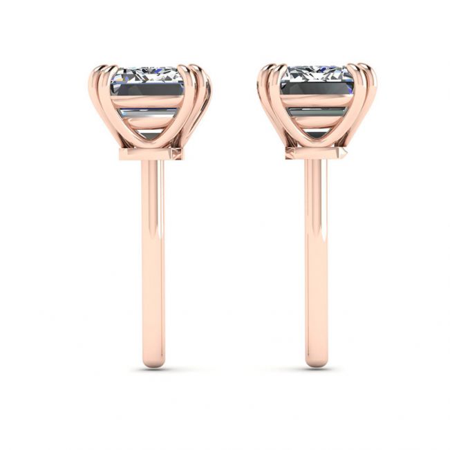 Emerald Cut Diamond Stud Earrings Rose Gold - Photo 2