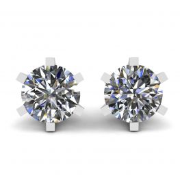 Classic Diamond Stud Earrings in 18K White Gold