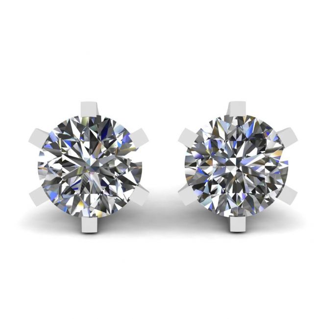 Classic Diamond Stud Earrings in 18K White Gold