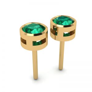 Emerald Stud Earrings in Yellow Gold - Photo 2