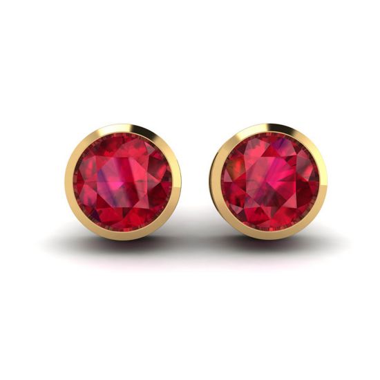 Ruby Stud Earrings in Yellow Gold, Image 1