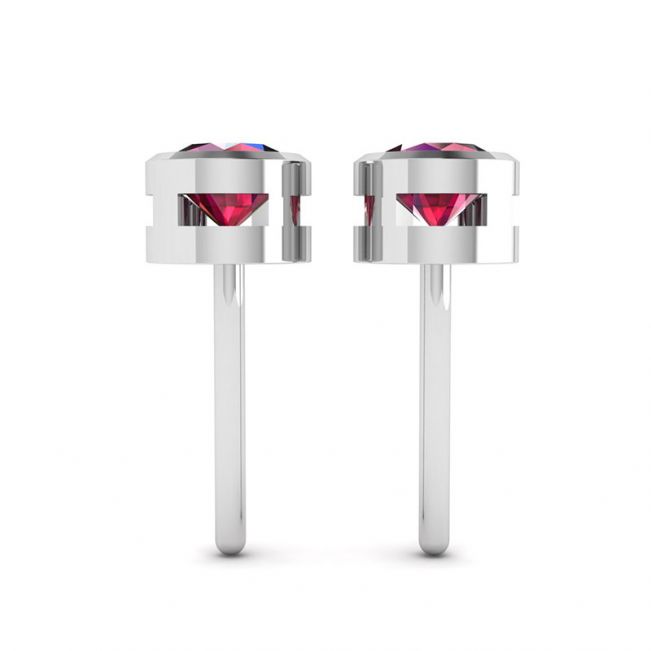 Ruby Stud Earrings in White Gold - Photo 1